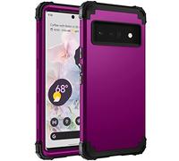 Phone Case for Google Pixel 6 Pro Hard Cover Shockproof Soft Silicone Bumper Hybrid Three Layer Heavy Duty Grip Rugged Protective Cell Accessories Pixel6Pro Pixel6 XL 6XL Pixle 6Pro 5G Dark Purple