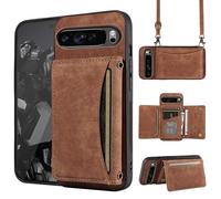 Phone Case for Google Pixel 9/9 Pro 5G Wallet Cover with Crossbody Shoulder Strap, PU Leather Credit Card Holder Pocket Slim Stand Cell Mobile Phone Flip Purse Pixel9 9Pro Nine Girls Women Brown