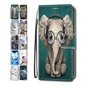 Phone Case for Huawei Mate 20 Pro Leather Wallet Flip Cover with Pattern Design Card Holder Slot Silicone Protective for Girls Boys - Elephant