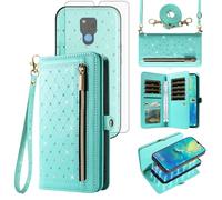 Phone Case for Huawei Mate 20 X 5G Zipper Wallet Detachable Magnetic Cell Cover with Screen Protector Crossbody Lanyard Strap Card Holder Slots Hawaii Mate20X 4G Mate20 20X G5 7.2 inch Women Teal