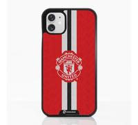 Phone Case for iPhone 11 Official Manchester United FC Black | -Patented 3D Effect Design-Officially Licensed-Vertical Stripe-Lightweight & Durable Protection