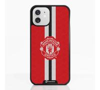 Phone Case for iPhone 12 Official Manchester United FC Black | -Patented 3D Effect Design-Officially Licensed-Vertical Stripe-Lightweight & Durable Protection