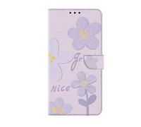 Phone Case for iPhone 12 Pro Max/13 Pro max with Credit Card Holder, Premium Flowers Leather Cover TPU Bumper Magnetic Stand Adsorption Flip Wallet Cover for iPhone 12 Pro Max/13 Pro max, Light Purple