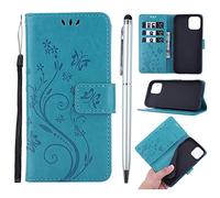 Phone Case for iPhone 13 pro max, Premium PU Leather Flip Embossed Butterfly Case Shockproof Slim Protective Bumper Wallet Case for 13 pro max with Kickstand Card Holder Lanyard & One Touch Pen