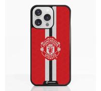Phone Case for iPhone 13 Pro Official Manchester United FC Black | -Patented 3D Effect Design-Officially Licensed-Vertical Stripe-Lightweight & Durable Protection