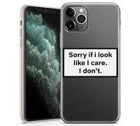 Phone Case for iPhone 14 Pro - Clear Soft Gel Cover Warning Signs Aesthetic Quote Your Own Text - I Don't Care
