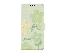 Phone Case for iPhone 15 Pro Max with Credit Card Holder, Premium Flowers Leather Cover TPU Bumper Magnetic Stand Adsorption Flip Wallet Cover for iPhone 15 Pro Max Women Men, Green