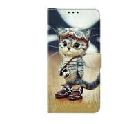Phone Case for iPhone 15 Pro Max with Credit Card Holder, Premium Flowers Leather Cover TPU Bumper Magnetic Stand Adsorption Flip Wallet Cover for iPhone 15 Pro Max Women Men, Cat