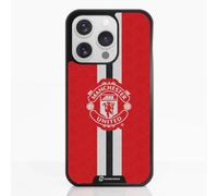 Phone Case for iPhone 15 Pro Official Manchester United FC Black | -Patented 3D Effect Design-Officially Licensed-Vertical Stripe-Lightweight & Durable Protection