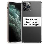 Phone Case for iPhone 16 - Clear Soft Gel TPU Cover Warning Signs Aesthetic Quote Your Own Text - Everything Will Be Alright