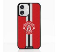Phone Case for iPhone 16 Official Manchester United FC Black | -Patented 3D Effect Design-Officially Licensed-Vertical Stripe-Lightweight & Durable Protection