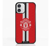 Phone Case for iPhone 16 Plus Official Manchester United FC Black | -Patented 3D Effect Design-Officially Licensed-Vertical Stripe-Lightweight & Durable Protection