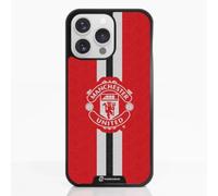Phone Case for iPhone 16 Pro Max Official Manchester United FC Black | -Patented 3D Effect Design-Officially Licensed-Vertical Stripe-Lightweight & Durable Protection