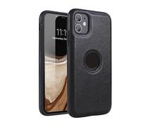 Phone Case for iPhone 16 Pro Max - Ultra Slim PU Leather Cover Compatible with iPhone 16 Pro Max, Shockproof Protection, Easy Installation, Vintage Logo Cutout Black
