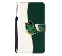 Phone Case for iPhone 16 Pro Max with Credit Card Holder, Premium Flowers Leather Cover TPU Bumper Magnetic Stand Flip Wallet Cover for iPhone 16 Pro Max Women Men, Green Butterfly