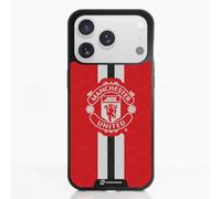 Phone Case for iPhone 17 Pro Max Official Manchester United FC black | -Patented 3D Effect Design-Officially Licensed-Vertical Stripe-Lightweight & Durable Protection