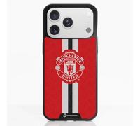 Phone Case for iPhone 17 Pro Official Manchester United FC black | -Patented 3D Effect Design-Officially Licensed-Vertical Stripe-Lightweight & Durable Protection