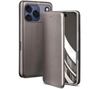 ONEFLOW Business Case for iPhone 17 Pro, Foldable Mobile Phone Case with Stand Function, Flip Case Cover, Thin, PU Leather Case with Card Slot, 360 Degree Protective Case, Taupe