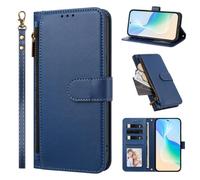 Phone Case for iPhone 17e / iPhone 16e / iPhone SE 2025 / iPhone SE4, Shockproof PU Leather Wallet Case with 4 Card Slots Stand Magnetic Flip Zipper Pocket Cover, Dark blue