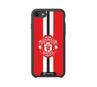 Phone Case for iPhone 8 Official Manchester United FC black | -Patented 3D Effect Design-Officially Licensed-Vertical Stripe-Lightweight & Durable Protection