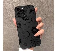 Phone Case for iPhone, Black Celestial Sun Moon Stars Design, Protective Cover (iPhone 17 Pro,Multicolor)