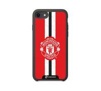 Phone Case for iPhone SE 2020 Official Manchester United FC black | -Patented 3D Effect Design-Officially Licensed-Vertical Stripe-Lightweight & Durable Protection