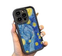 Phone Case for iPhone, Starry Night Art Design, Black Protective Cover with Camera Protection (iPhone 14 Plus,Multicolor)