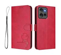 Phone Case for MOTO Edge 50 5G Global Edition,PU Leather Wallet RFID Blocking Card Slots Holder Notebook Kickstand Shockproof Flip Folio Cover,Rose Red