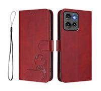 Phone Case for MOTO Edge 50 5G Global Edition,PU Leather Wallet RFID Blocking Card Slots Holder Notebook Kickstand Shockproof Flip Folio Cover,Wine Red