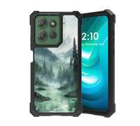 Phone Case for Moto G Power 5G 2025 with Tempered Glass Screen Protector,Shockproof Dual-Layer TPU Bumper,Full-Body Protective Cover for Motorola G Power 5G 2025,Mystic Forest Lake