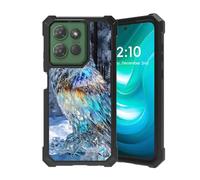 Phone Case for Moto G Power 5G 2025 with Tempered Glass Screen Protector,Shockproof Dual-Layer TPU Bumper,Full-Body Protective Cover for Motorola G Power 5G 2025,Ice Owl Sculpture