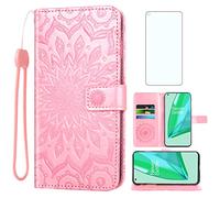 Phone Case for OnePlus 9 Pro One Plus 9Pro 5G Wallet Cases with Tempered Glass Screen Protector Leather Slim Flip Cover Card Holder Stand Accessories On 1Plus 1 + Plus9 1+ Pro Nine Women Rose Gold