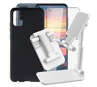 Phone Case for Oukitel K9 Pro (6.95"), KJYF black soft protective case, 1 piece tempered glass screen protector with mobile phone stand, adjustable, Foldable Holder for all mobile phones.