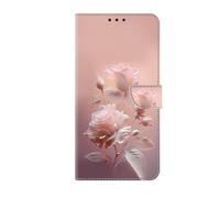 Phone Case for Samsung Galaxy A16 with Credit Card Holder, Premium Flowers Leather Cover TPU Bumper Magnetic Stand Adsorption Flip Wallet Cover for Samsung Galaxy A16 Women Men, Rose
