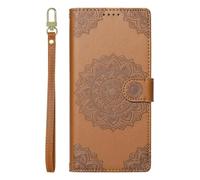 Phone Case for Samsung Galaxy A26/A16/A17, PU Leather Embossed Boho Mandala Wallet Cover,brown