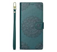 Phone Case for Samsung Galaxy A26/A16/A17, PU Leather Embossed Boho Mandala Wallet Cover,dark green