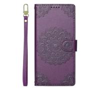 Phone Case for Samsung Galaxy A26/A16/A17, PU Leather Embossed Boho Mandala Wallet Cover,Purple