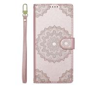 Phone Case for Samsung Galaxy A26/A16/A17, PU Leather Embossed Boho Mandala Wallet Cover,rose gold