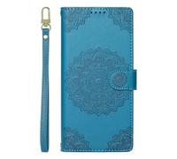 Phone Case for Samsung Galaxy A52/A52S, PU Leather Embossed Boho Mandala Wallet Cover,blue