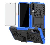 Phone Case for Samsung Galaxy A70/A70s with Tempered Glass Screen Protector Cover and Stand Kickstand Hard Rugged Hybrid Accessories Heavy Duty Rubber SM-a705fn/ds 70A A 70 Samsunga70 Cases Girls Blue