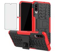 Phone Case for Samsung Galaxy A70/A70s with Tempered Glass Screen Protector Cover and Stand Kickstand Hard Rugged Hybrid Accessories Heavy Duty Rubber SM-a705fn/ds 70A A 70 Samsunga70 Cases Girls Red