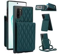 Phone Case for Samsung Galaxy Note 10 Plus Note10+ 5G Wallet Cover with Screen Protector Credit Slot Card Holder Crossbody Strap RFID Blocking Note10 + Notes 10+ Ten Not S10 10Plus Women Dark Green
