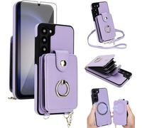 Phone Case for Samsung Galaxy S23 5G Magnetic Wallet Cover Detachable and Screen Protector Ring Kickstand Compatible with MagSafe RFID Blocking S 23 23S GS23 G5 SM-S911U 6.1 inch for Women Purple