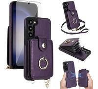 Phone Case for Samsung Galaxy S23 5G Magnetic Wallet Cover Detachable and Screen Protector Ring Kickstand Compatible with MagSafe RFID Blocking S 23 23S GS23 G5 SM-S911U 6.1 inch for Women Dark Purple