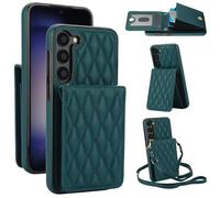 Phone Case for Samsung Galaxy S23 5G Wallet Cover with Screen Protector Credit Slot Card Holder Crossbody Strap Stand RFID Blocking S 23 23S GS23 G5 SM-S911U 6.1 inch Women Men Girls Dark Green