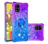 Phone Case for Samsung Galaxy S24 FE with Ring Holder, Glitter Sparkle Liquid Luxury Bling Clear Shockproof Full Body Protection Cover Diamond Floating Quicksand Protective Case for Girls Women