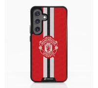 Phone Case for Samsung Galaxy S25 Official Manchester United FC Black | -Patented 3D Effect Design-Officially Licensed-Vertical Stripe-Lightweight & Durable Protection