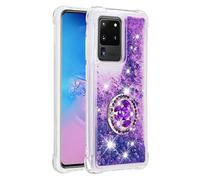 Phone Case for Samsung Galaxy S25 Ultra with Ring Holder, Glitter Sparkle Liquid Luxury Bling Clear Shockproof Full Body Protection Cover Diamond Floating Quicksand Protective Case for Girls Women