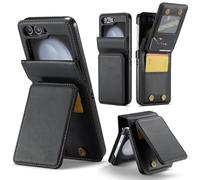 Phone Case for Samsung Galaxy Z Flip 6 5G/Z Flip7 FE Wallet with RFID Blocking Flip Credit Card Holder Slot Stand Faux Leather Double Magnetic Clasp Cell Cover ZFlip6 Z6 G Flip6 ZFlip 6Z 7FE Black