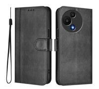 Phone Case for TCL 605 / TCL 60 SE, PU Leather Flip Wallet Cover Magnetic Closure Card Slot Stand Shockproof Protective Cover Case for TCL 605 / TCL 60 SE, Black